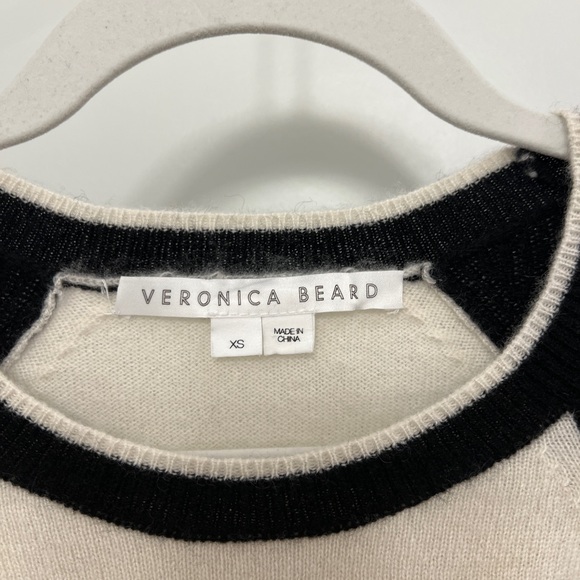 Veronica Beard Alberta cashmere raglan sweater in black and ivory size xs - Picture 7 of 9